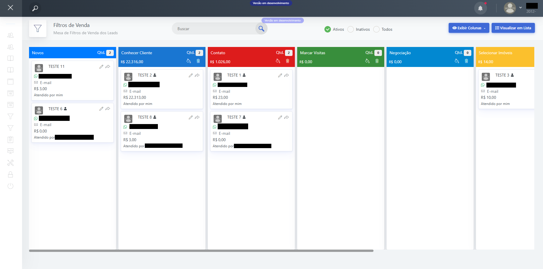 Funil de vendas do LeadSS